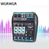 WUAWUA Audio Mixer, Monitor Karaoke System with 48V Phantom Power DJ Console Mixer, Portable 4-Chann