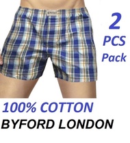 Byford 2 pcs pack 100% Cotton Woven Boxer Shorts M, L, XL &amp; XXL