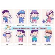 Set of 24 plastic laminated single-sided CAREFUL Learning Materials cards - 24 JOBS VOCABULARY - Car