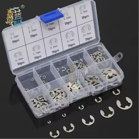 120/200 PCS 304 Stainless Steel Stainless Steel E Clip Washer Assortment Kit Circlip Retaining Ring 
