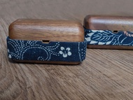 Sherehoo Original Panasonic AZ80 AZ100 Blue Dye Wooden Protective Case Vintage Cloth Headphone Cover