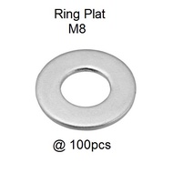 100Pcs Ring plate M8 White washer plate 8mm