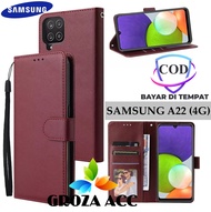 SARUNG BUKU FLIP UNTUK SAMSUNG A22 4G - LEATHER CASE FLIP- WALLET CASE FLIP SAMSUNG A22 4G - CASING