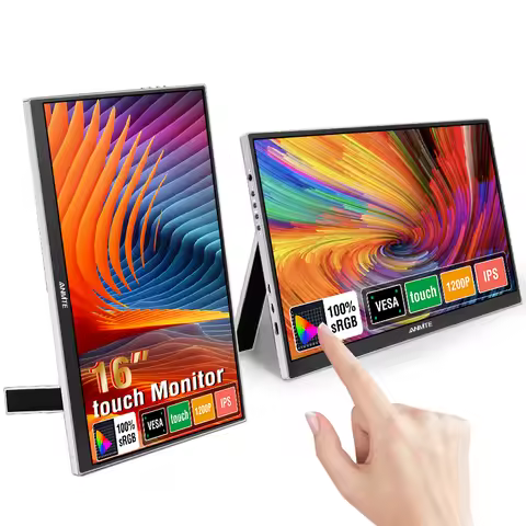 Anmite 16-Inch Portable Touch Monitor 1200P HDR 16:10 Low Blue Light For XBox PS4 / 5 Switch Cell Ph