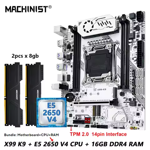 MACHINIST New upgrade X99 K9 Motherboard kit Optional LGA2011-3 Xeon E5 2650 V4 CPU 16GB DDR4 RAM NV