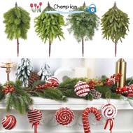 CHAMPIONO Artificial Pine Branch, Green Plastic Fake Pine Twigs, Creative Christmas Tree DIY Wreath 