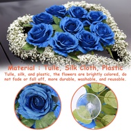 9pcs Artificial Flower Rose with 2pcs Car Decoration Durable Wedding Garland