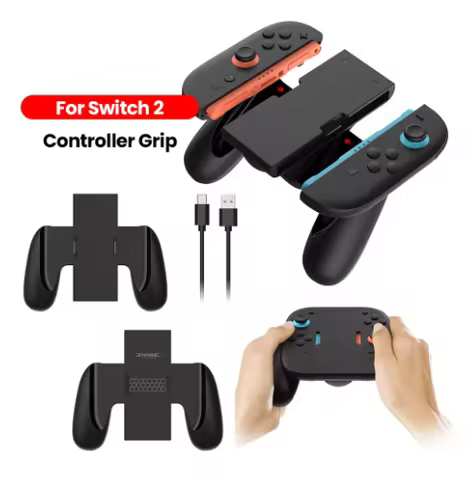 Handle Grip for Switch 2 Joy-Con Controller Charger/Bracket with USB-C Cable and Charge Indicator AB