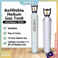 Minii's Refillable Helium Tank + Helium Gas 10L Helium Cylinder Contains 1.4 M3 of Balloon Gas