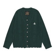 Vivienne Westwood Vivo Queen เสื้อแจ็กเก็ตสำหรับผู้หญิงที่เกี่ยวทำด้วยมือเสื้อคาร์ดิแกนแบบถักแบบหลวม