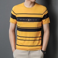 2026 Men's Fashionable T-Shirts For Men Short Sleeve Tee Men's Shirts Striped Printed Casual