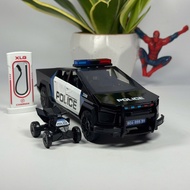 Metal 1:24 scale Tesla Cyber Truck police car model toy with siren and flashing lights Free 4-wheele
