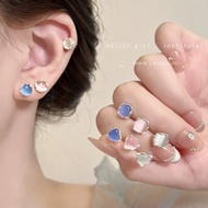 Earrings Cute Geometric Opal Stone Ear Studs Sweet and Simple Style Everyday Joker Earrings