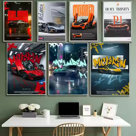 Luxury Super Car M-Mclaren-S P1 GTR Poster HD Waterproof High-Toughness Self-Adhesive Wall Decor Uni