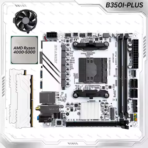 JGINYUE AM4 ITX Motherboard Set B350 Chip Ryzen 3-5-7 DDR4 Dual Channel Memory Max 32GB 2.5G Lan Sup