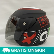 Helm Evo Evolution Hitam Hijau Italia Doff Half Face Nouvo SNI Dewasa Motif - bukan KYT INK GM NHK Z