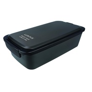 Asvel Lunch Box: Microwave and Dishwasher Safe, Leak-Proof, 1-Tier with Bag, Ag Antibacterial, Black