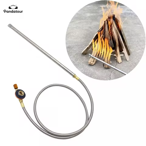 Pandatour 30cm New Stainless Steel Blow Torch, Outdoor Camping Torch Gas Flame Gun for Lighting Fire
