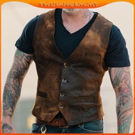 Autumn Men's V-neck Brushed Leopard Vest Rock Heavy Metal Wild Vest