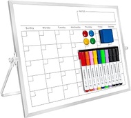 Dry Erase Calendar White Board, 16”X12” Small Dry Erase Board for Wall, Portable Double-Sided Magnet