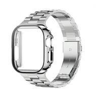 2pcs Silver Stainless Steel Detachable Adjustable Watch Band + Watch Case For Men & Women, Suitable