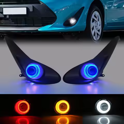 Led Fog Lamp DRL For Toyota Aqua Prius 2018 2019 Daytime Running Light Angel Eyes Front Bumper Drivi
