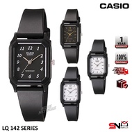 Casio LQ-142 Small Case Fashion Quartz Analog Black Resin Band Women Watch Jam Tangan Perempuan