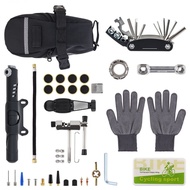 37 pcs Road Bike Mountain Bike Repair Kit with 120 PSI Mini Pump 16 in 1 Multitool Saddle Bag Speed 