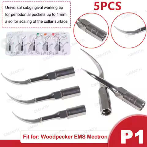 5Pcs P1 Ultrasonic Dental Scaler Tips Fit for WOODPECKER EMS Mectron Ultrasonic Scaler Handpiece