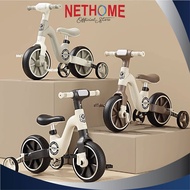 Beige Basikal Budak Kids Bicycle Outdoor Tricycle Kids Stroller With Handle 3 Wheels Children Bike T