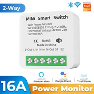 Tuya Zigbee / WiFi MiNi Smart Switch With Power Monitor 16A 2-way Control Timer Breaker Relay Work W