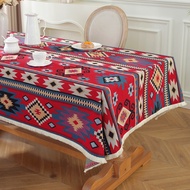 American Style Cotton Linen Fabric Geometric Tablecloth Dining Table Cloth Coffee Table Cloth Ethnic