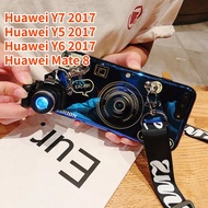 Case For Huawei Y7 2017 Huawei Y5 2017 Huawei Y6 2017 Huawei Mate 8 Retro Camera lanyard Casing Grip Stand Holder Silicon Phone Case Cover With Camera Doll