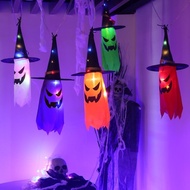 Halloween LED Lantern Wizard Hat Hanging Light Ghost Face Ghost Light String Ghost Festival Horror A