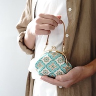 零錢包|京都奈設計台灣特色口金胖包-綠馨海棠|手挽包