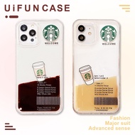 Fashion Star Bucks Flowable Coffee Liquid Quicksand Cellphone Case Compatible for iPhone 17 16 15 Pl