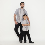 KEMEJA Dancus Shirt Couple Father and Son Short Sleeve Embroidered Shirt Cream Color OLRM364