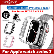 เคส applewatch เคสนาฬิกาข้อมือ Apple Watch สําหรับ Apple Watch Series 7 6 SE 5 4 3 2 1 แกะสลักเลเซอร์ เคสป้องกันโลหะกันชนเพชร