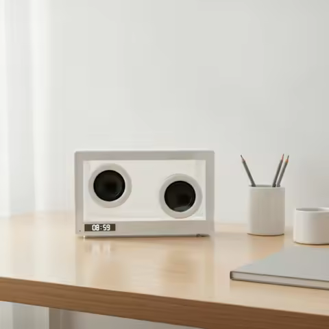 Transparent Speaker Bluetooth Speaker with Clock Gadget Portable Wireless for Students, Desk, Nights