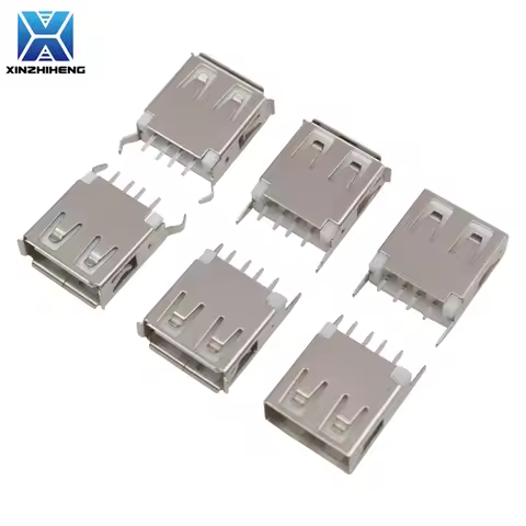 10pcs 2.0AF USB Type A Female Socket 180 Degrees Vertical 4pins Interface Plug-in Length 13.7mm Curl