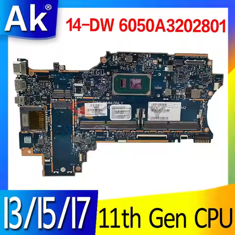 For HP X360 14-DW Laptop Motherboard 6050A3202801 Gold 7505 I3 I5 I7 10/11th Gen M21493-601 M21492-6