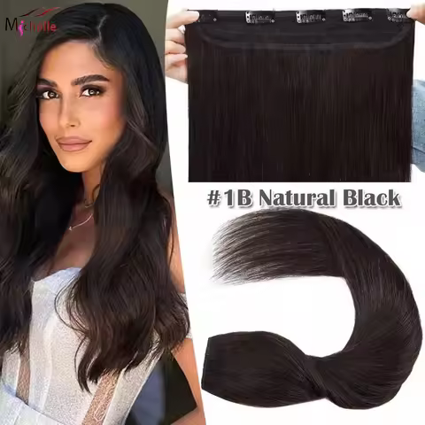 5 Clips 3/4 Full Head One Piece Hair Extensions Clip In Straight 100% Human Hair Extensions Natural 