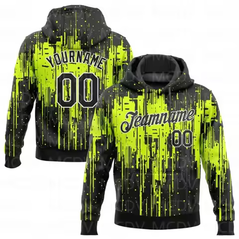 Neon Green Black-White 3D Pattern Design Sports Pullover Sweatshirt Hoodie 3D Printed Hoodies Unisex