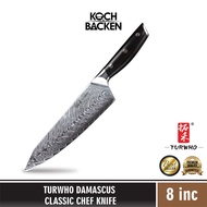 8" Chef Knife - Damascus Steel + Ebony Wood Handle TURWHO