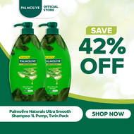 Palmolive Naturals Ultra Smooth Shampoo - with Aloe Vera, for Normal Hair, 1L Pump Twin Pack