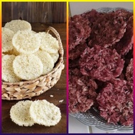 Keropok rengginang pulut putih & pulut hitam mentah