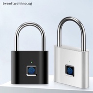 TW Smart Fingerprint Padlock Waterproof Biometric Fingerprint Keyless Door Lock USB Rechargeable Security Padlock For House Unlock SG