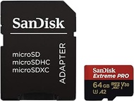 SanDisk SDSQXCY-064G-GN6MA Extreme Pro A2 microSDXC UHS-1 U3 V30 (Up to 170MB/s Read) Memory Card with Adapter, Black/Red, 64 GB