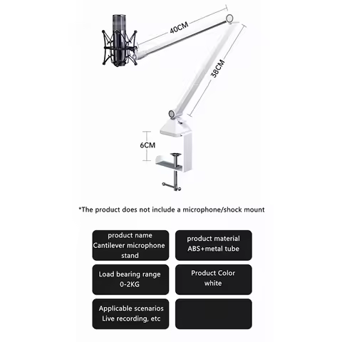 Adjustable Microphone Boom Arm Stand Bracket For Gaming Streaming Recording USB Condenser Mic Deskto
