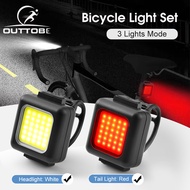 Outtobe ชุดไฟไฟท้ายรถจักรยานจักรยาน2โครงเหล็กของจักรยานเสือภูเขา,โคมไฟปลายจักรยานขนาดเล็กไฟหน้าหลังไฟหน้าไฟจักรยานสีแดงไฟจักรยานเตือนความปลอดภัยอุปกรณ์รถจักรยาน LED